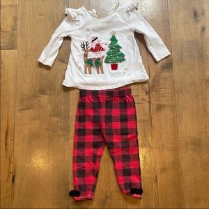 Mud Pie Plaid Baby Girl Christmas Reindeer outfit